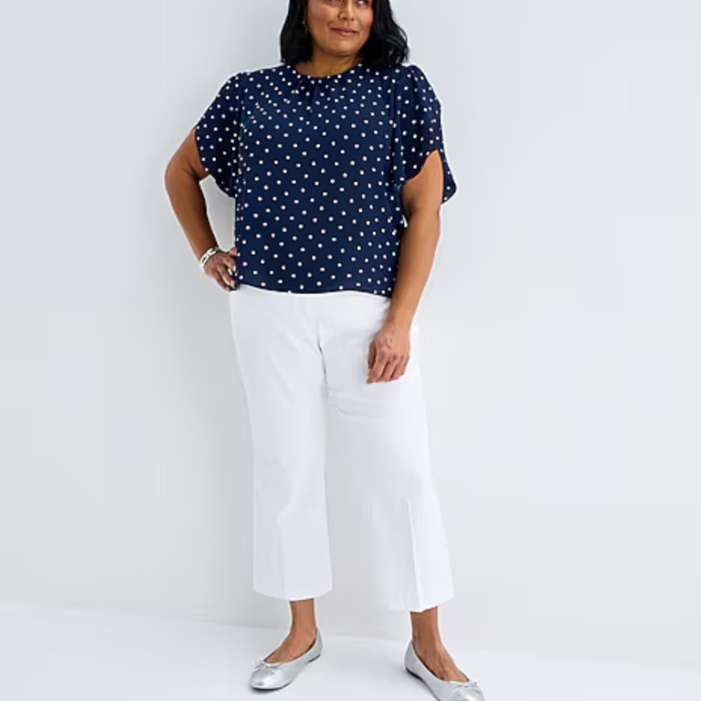 Liz Claiborne White Lisa Kick Flare Crop Pants Sz 20W NWT